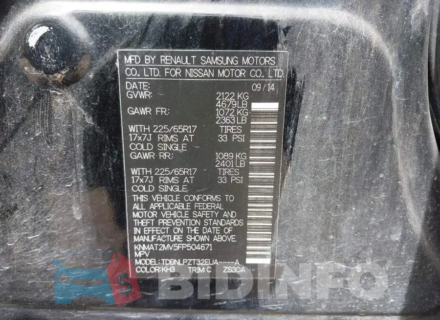 KNMAT2MV5FP504671 Photo# 9