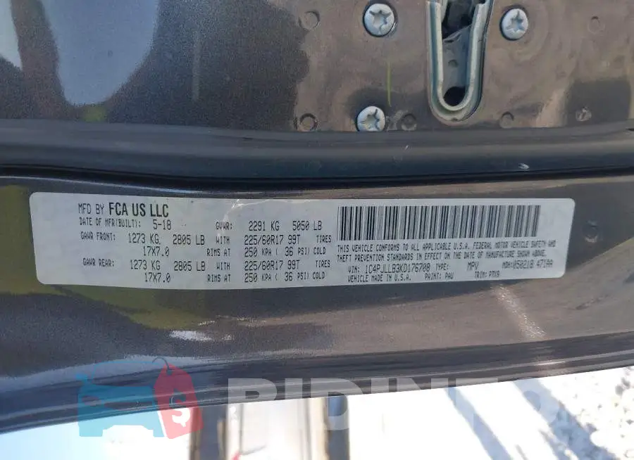 1C4PJLLB3KD176708 Photo# 9