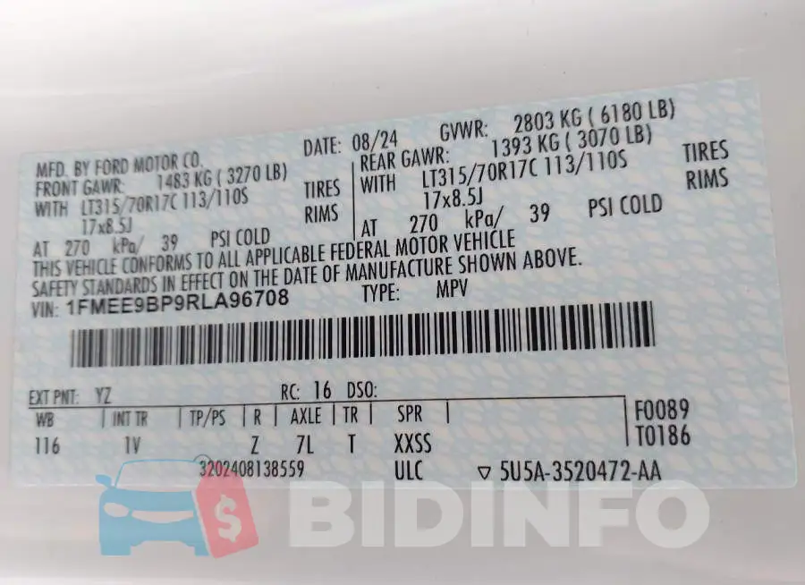 1FMEE9BP9RLA96708 Photo# 9