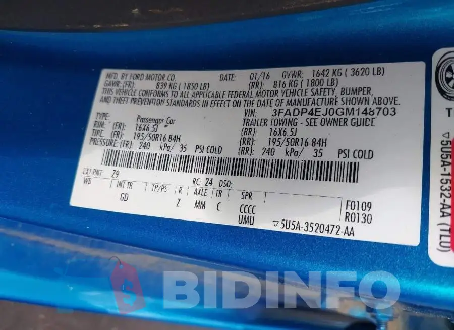 3FADP4EJ0GM148703 Photo# 9