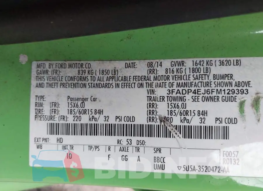3FADP4EJ6FM129393 Photo# 9