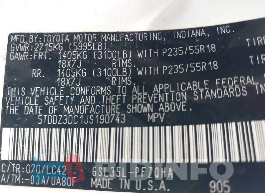 5TDDZ3DC1JS190743 Photo# 9