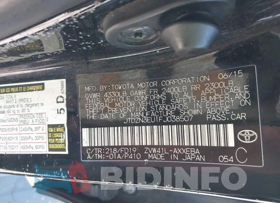 JTDZN3EU1FJ038507 Photo# 9