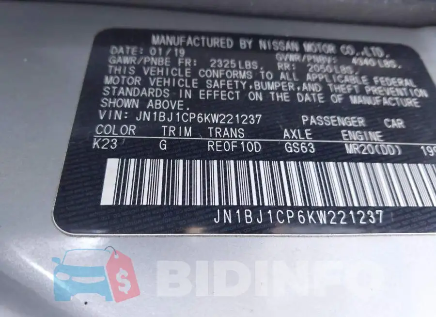 JN1BJ1CP6KW221237 Photo# 9