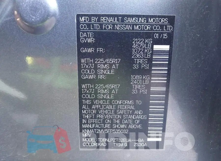 KNMAT2MV5FP535032 Photo# 9