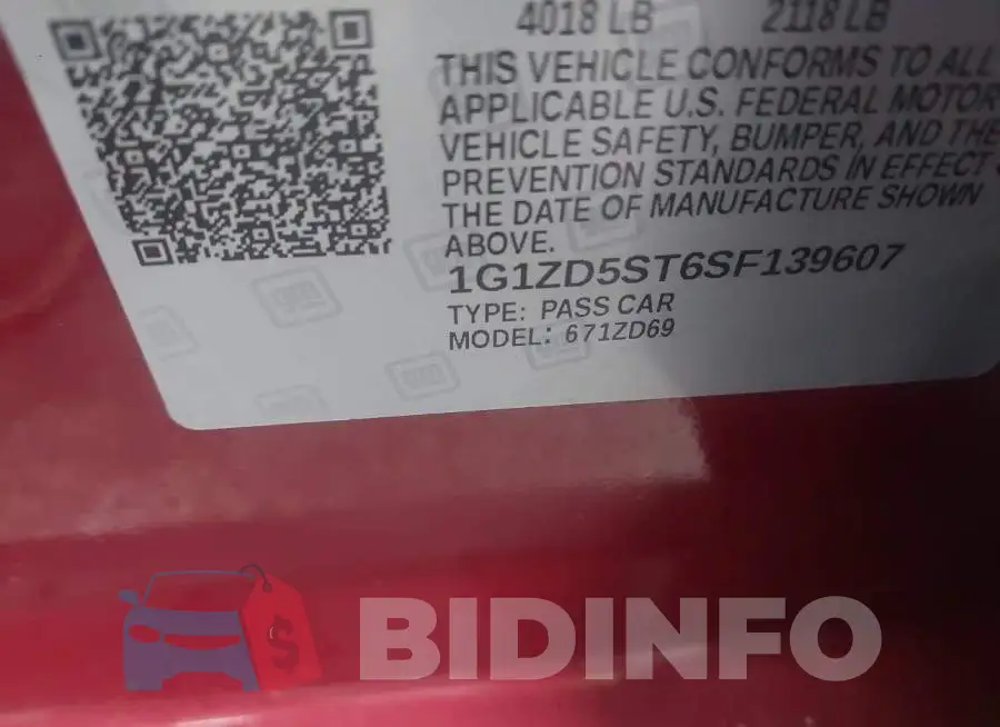 1G1ZD5ST6SF139607 Photo# 9