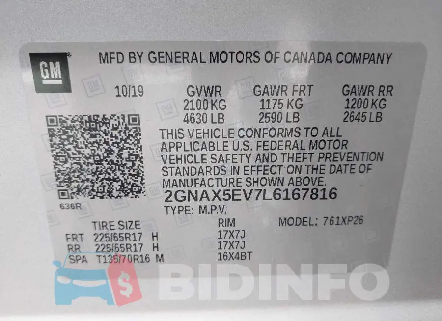 2GNAX5EV7L6167816 Photo# 9