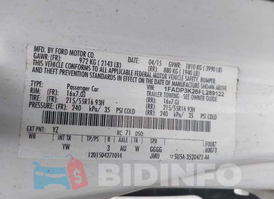 1FADP3K26FL289122 Photo# 9