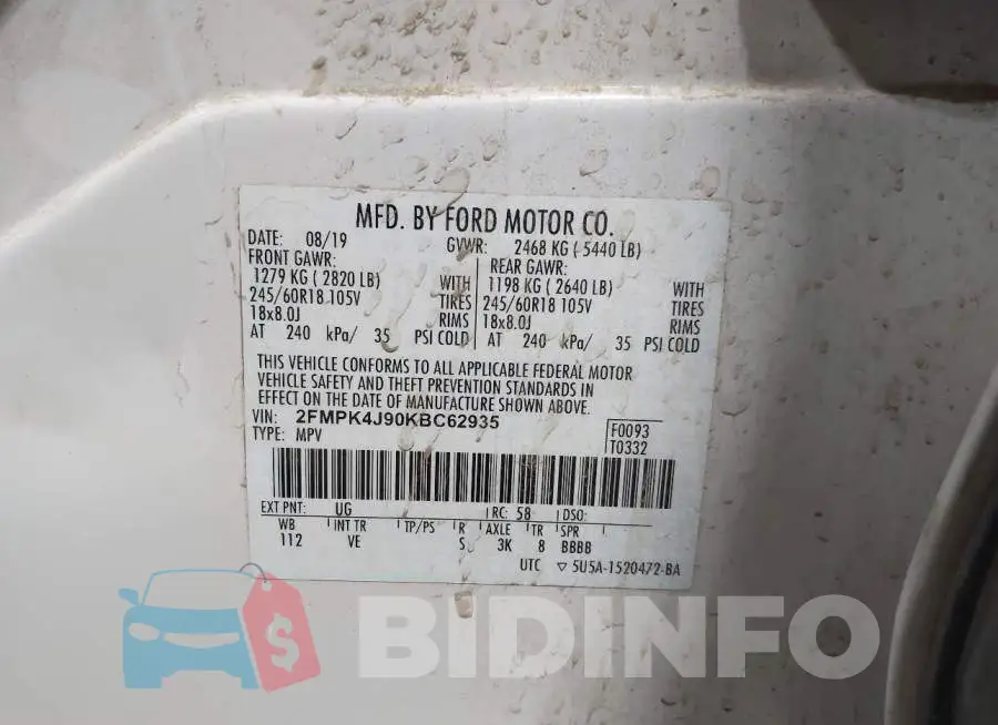 2FMPK4J90KBC62935 Photo# 12