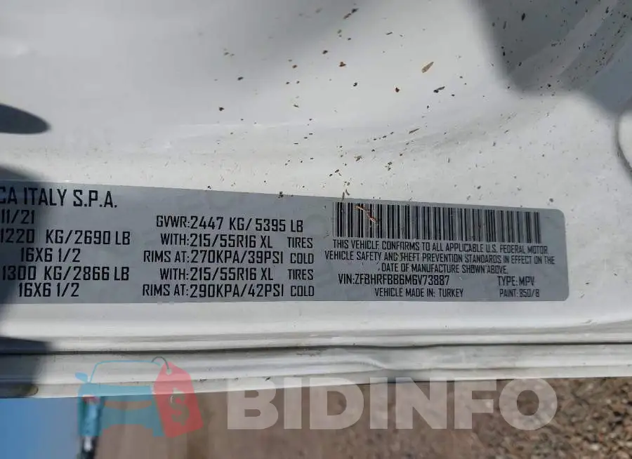ZFBHRFBB6M6V73887 Photo# 9