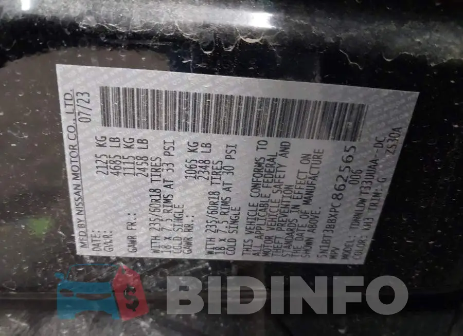 5N1BT3BBXPC862565 Photo# 9