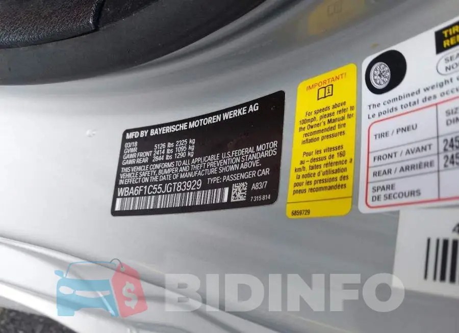 WBA6F1C55JGT83929 Photo# 9