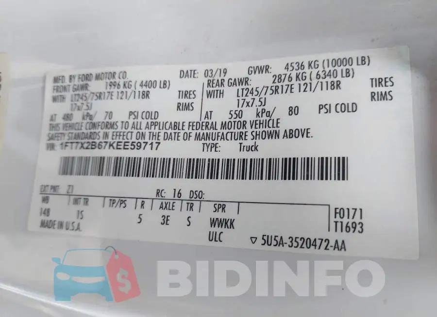 1FT7X2B67KEE59717 Photo# 8