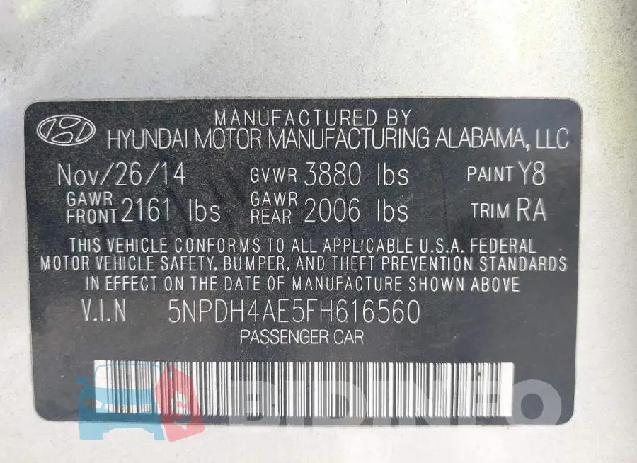 5NPDH4AE5FH616560 Photo# 9