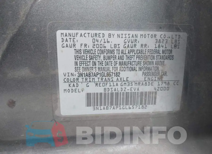 3N1AB7AP1GL657182 Photo# 9