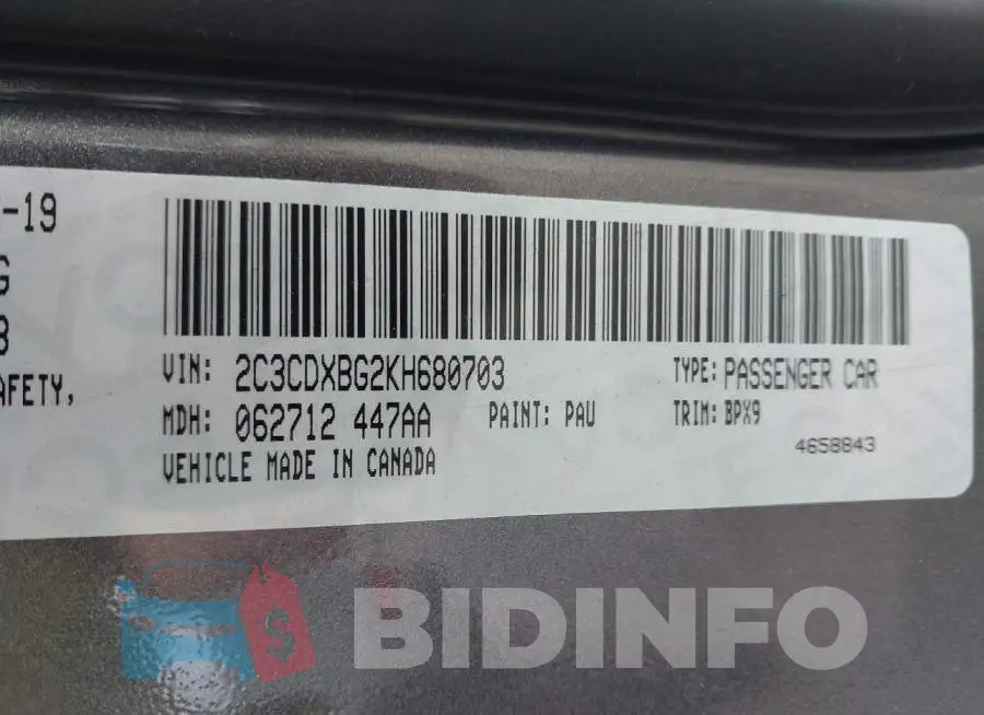2C3CDXBG2KH680703 Photo# 9