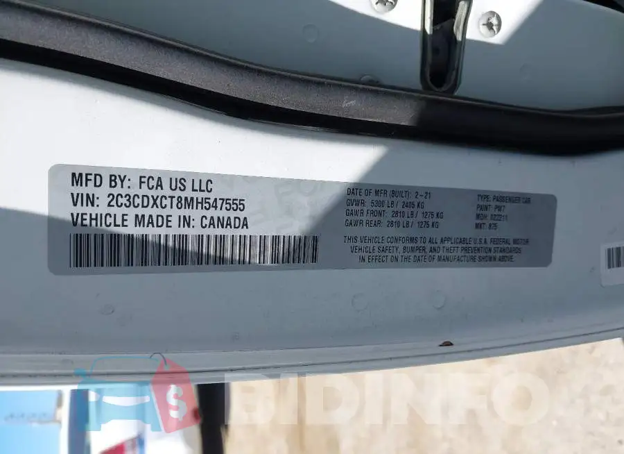 2C3CDXCT8MH547555 Photo# 9