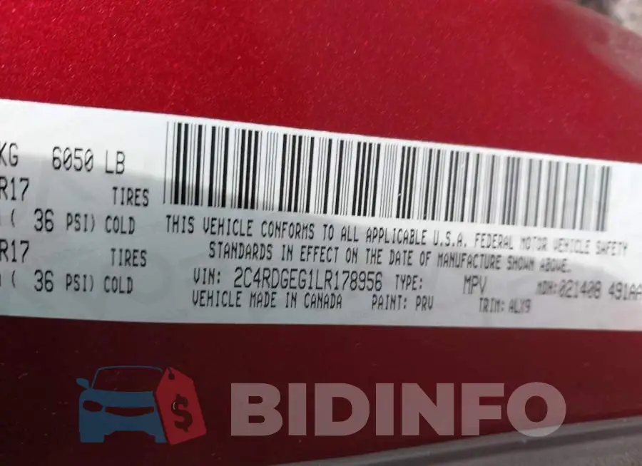 2C4RDGEG1LR178956 Photo# 9