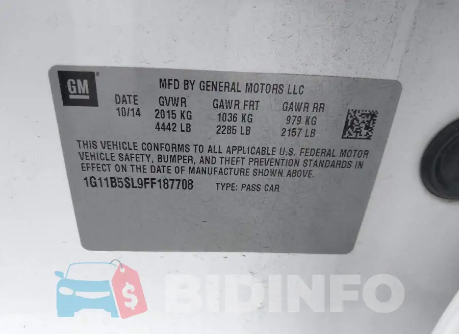 1G11B5SL9FF187708 Photo# 9