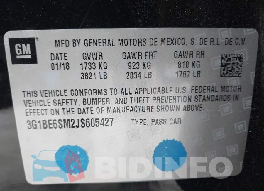 3G1BE6SM2JS605427 Photo# 9