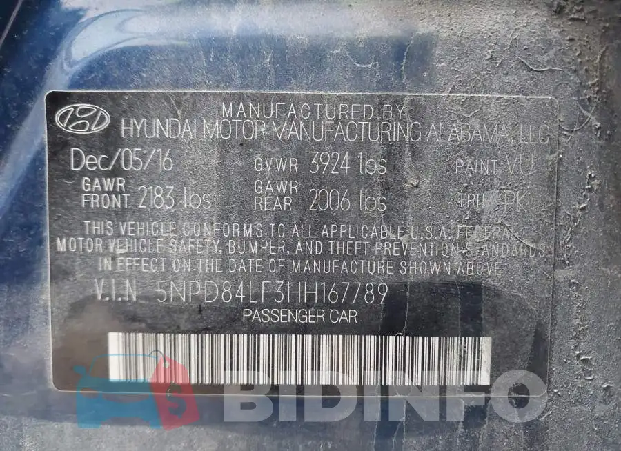 5NPD84LF3HH167789 Photo# 9