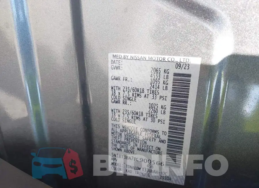 5N1BT3BA7PC900566 Photo# 9