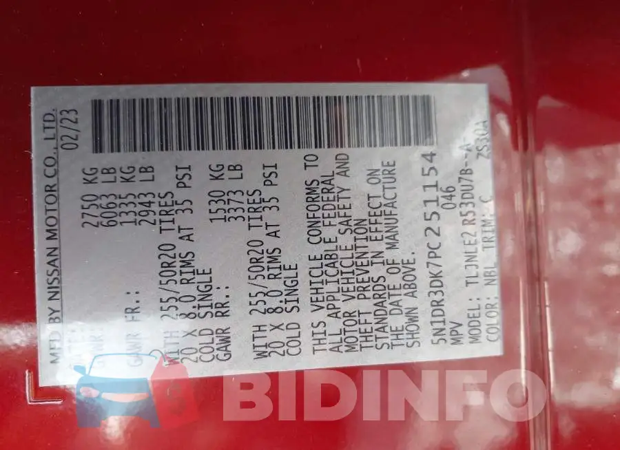 5N1DR3DK7PC251154 Photo# 9