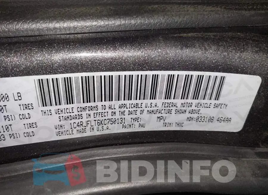1C4RJFLT6KC750131 Photo# 9
