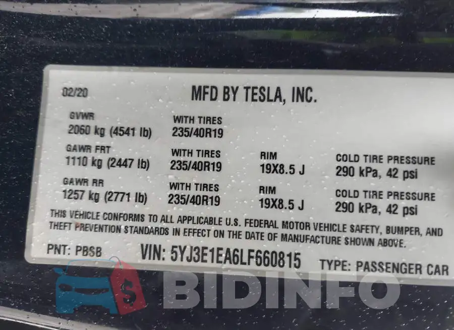 5YJ3E1EA6LF660815 Photo# 9
