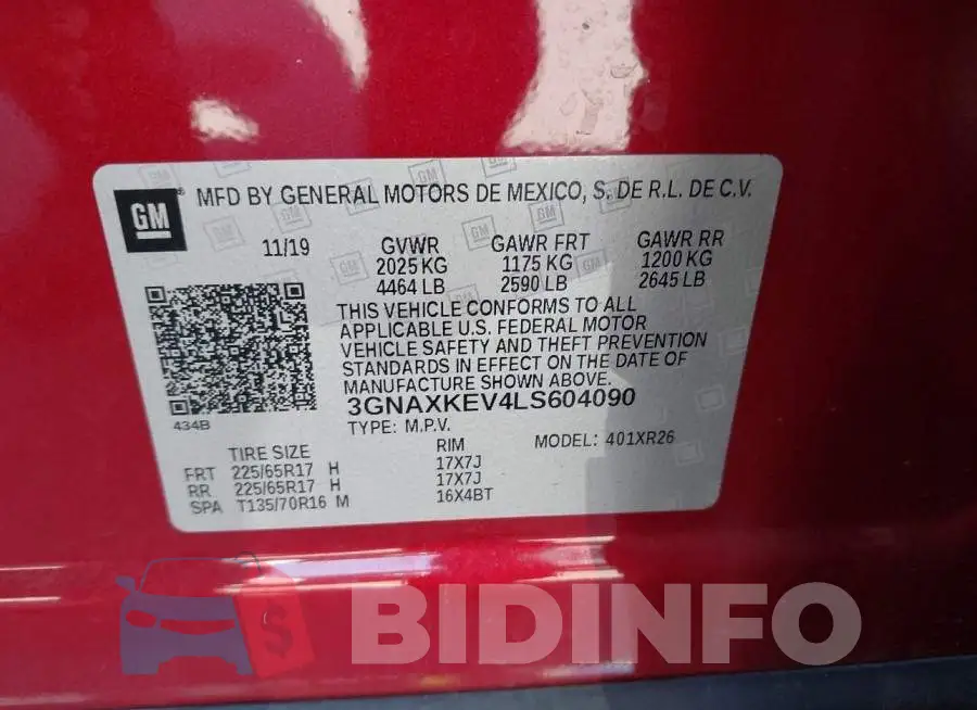 3GNAXKEV4LS604090 Photo# 9