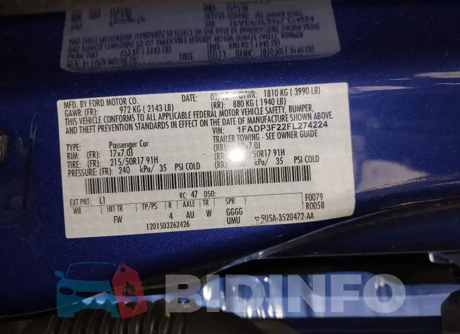 1FADP3F22FL274224 Photo# 9