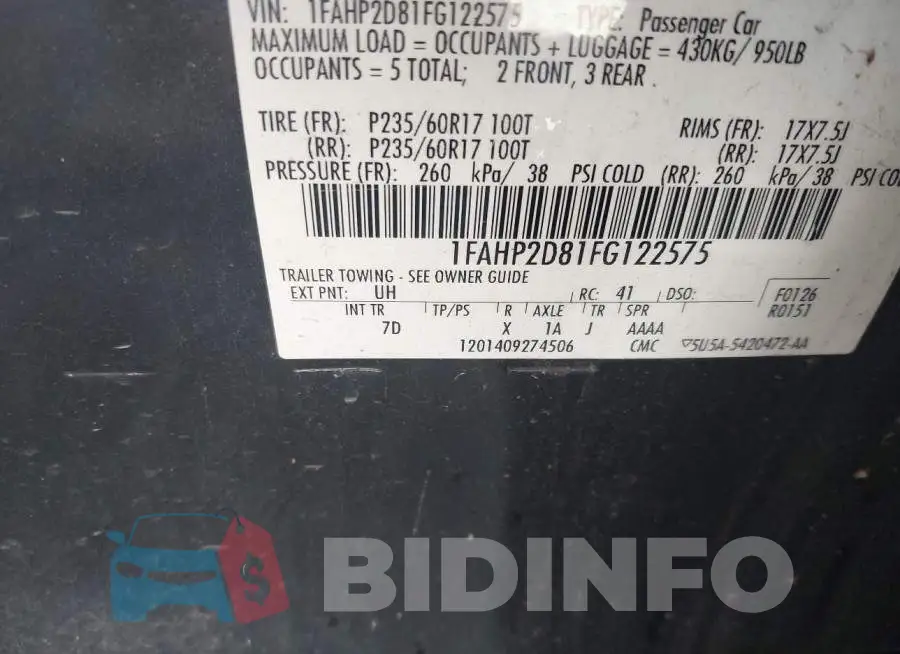 1FAHP2D81FG122575 Photo# 9