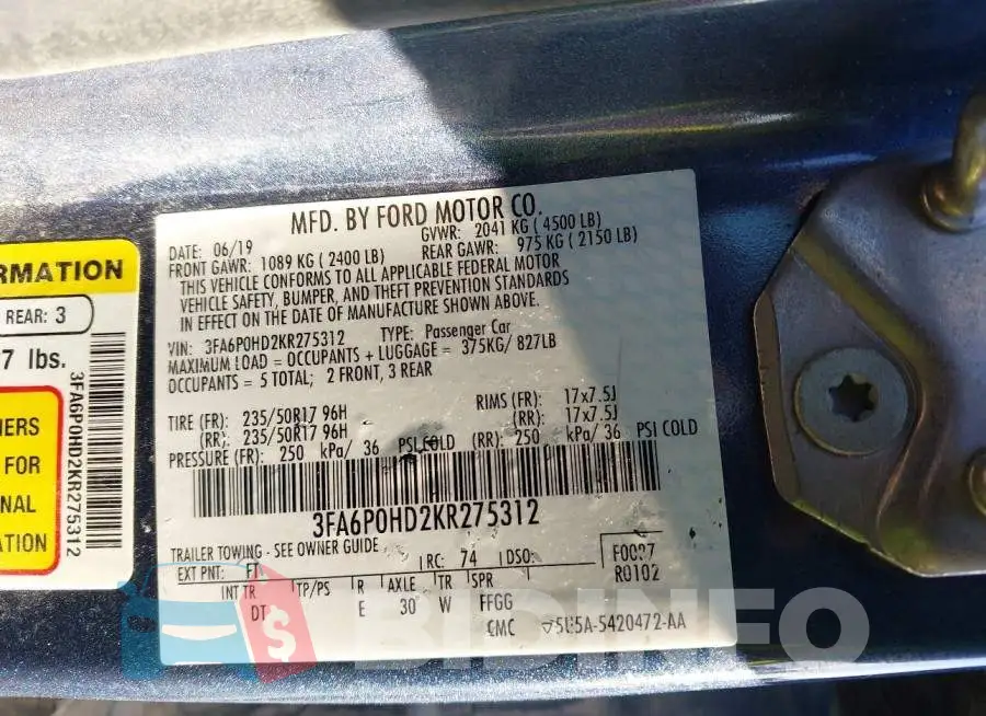3FA6P0HD2KR275312 Photo# 9