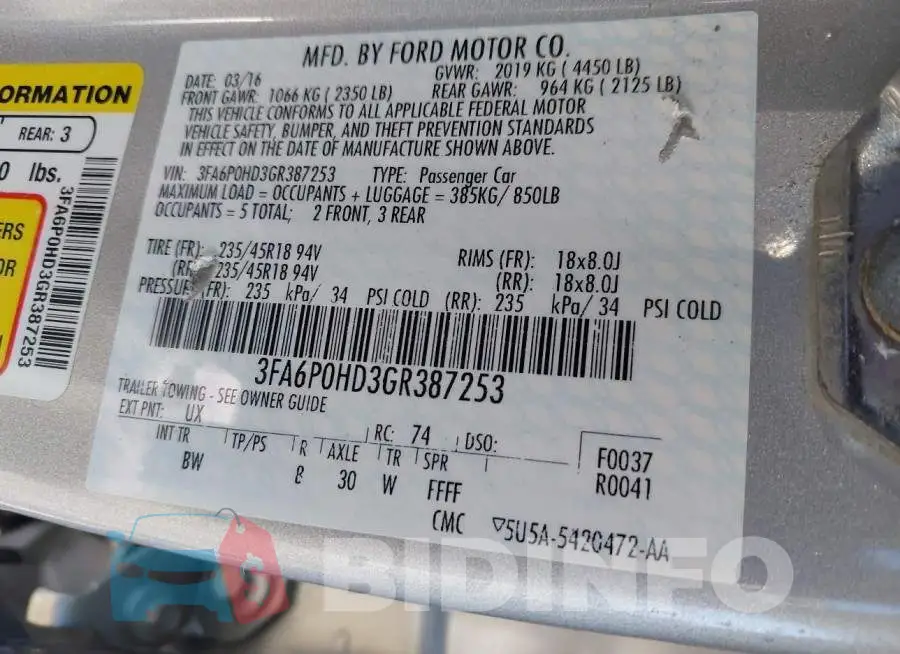 3FA6P0HD3GR387253 Photo# 9
