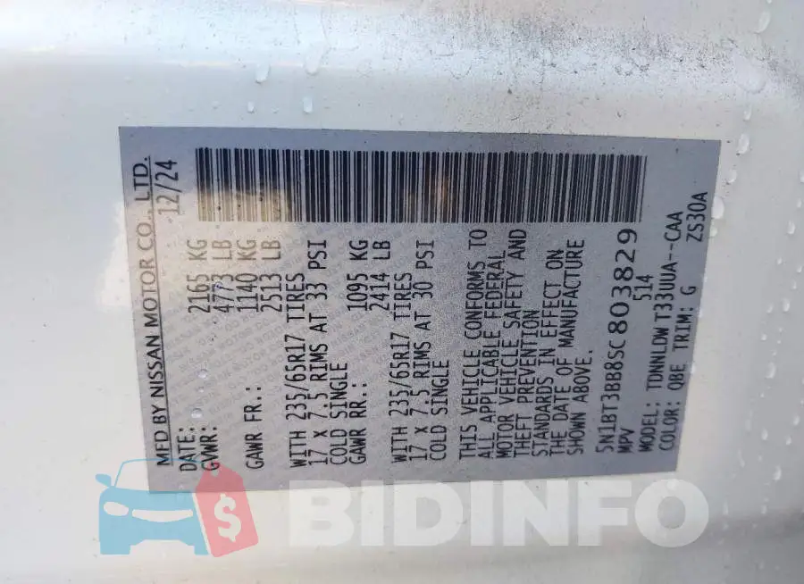5N1BT3BB8SC803829 Photo# 9