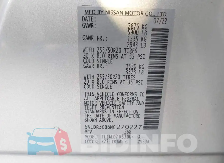 5N1DR3CB6NC270227 Photo# 9