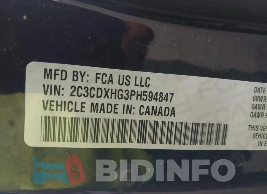 2C3CDXHG3PH594847 Photo# 9