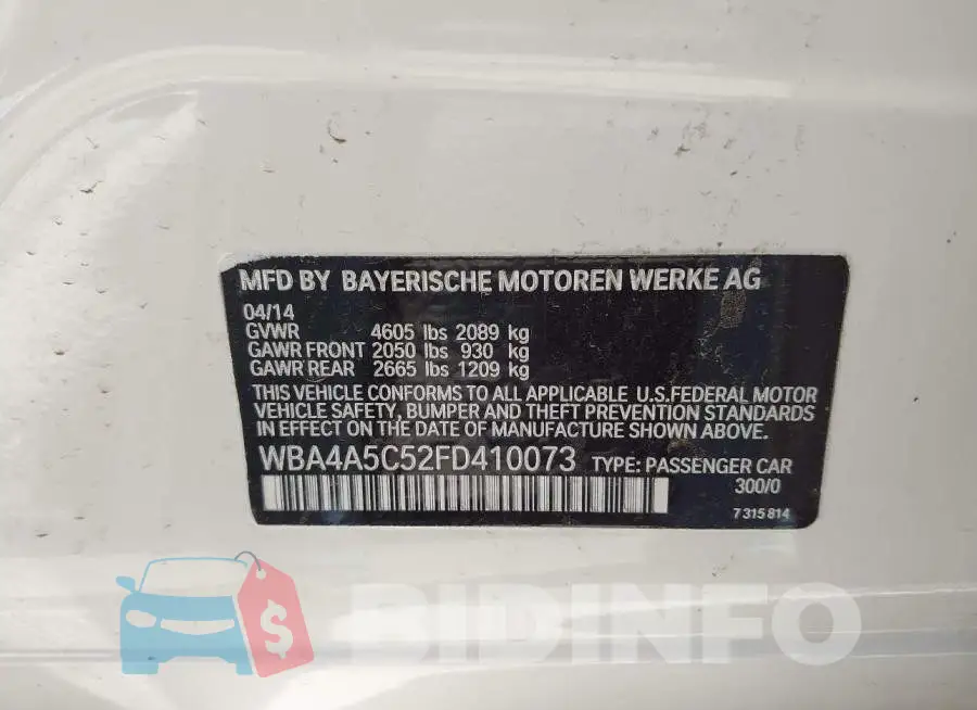 WBA4A5C52FD410073 Photo# 9