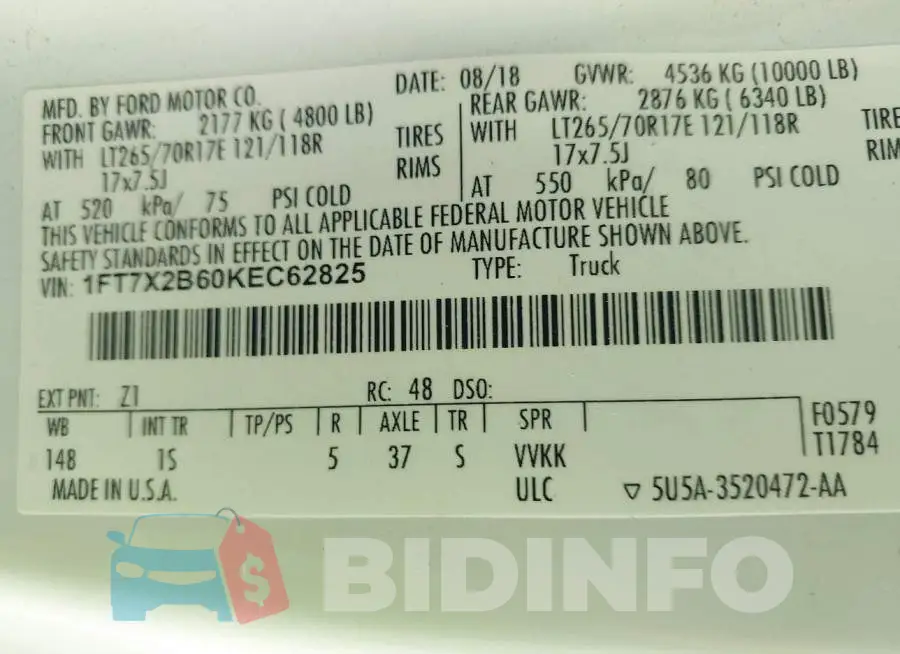 1FT7X2B60KEC62825 Photo# 9