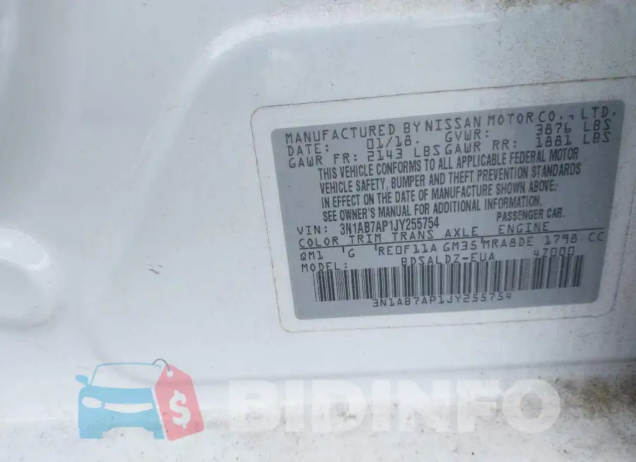3N1AB7AP1JY255754 Photo# 9