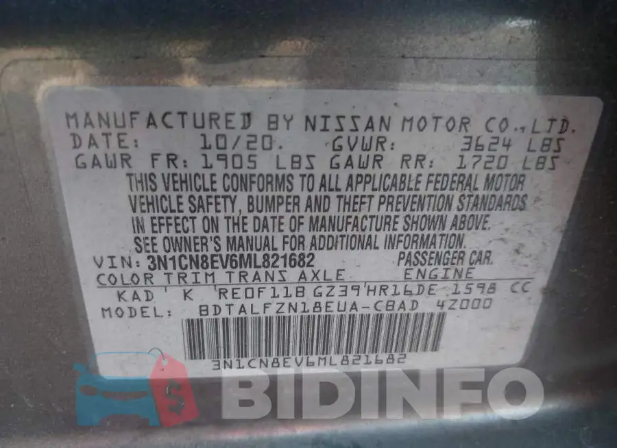 3N1CN8EV6ML821682 Photo# 9