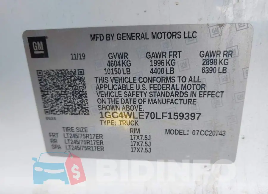 1GC4WLE70LF159397 Photo# 8