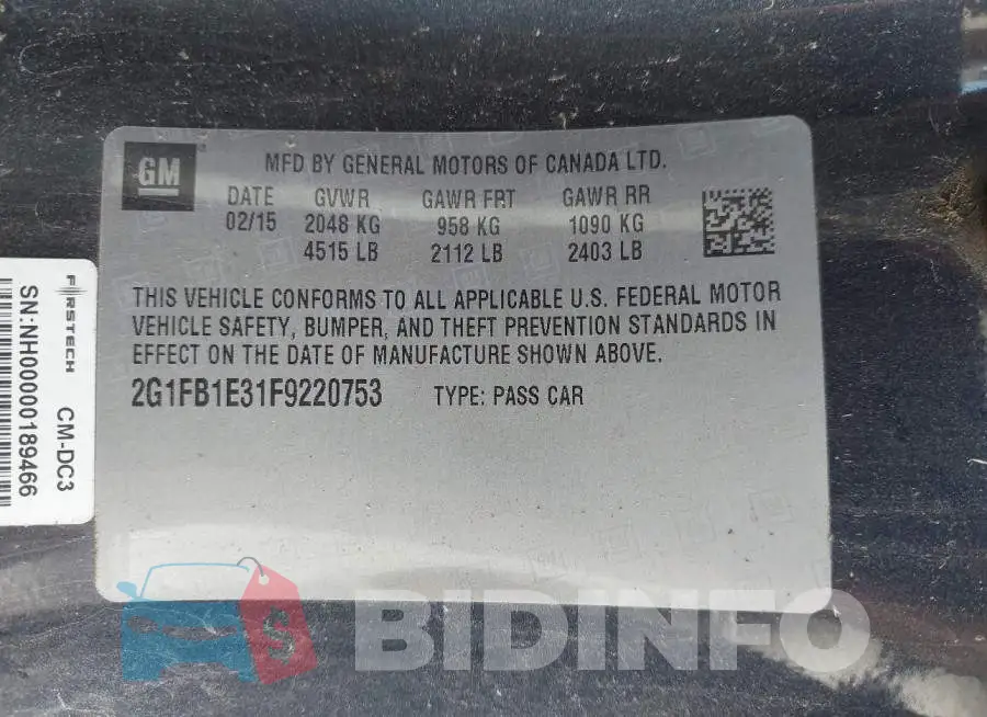 2G1FB1E31F9220753 Photo# 9