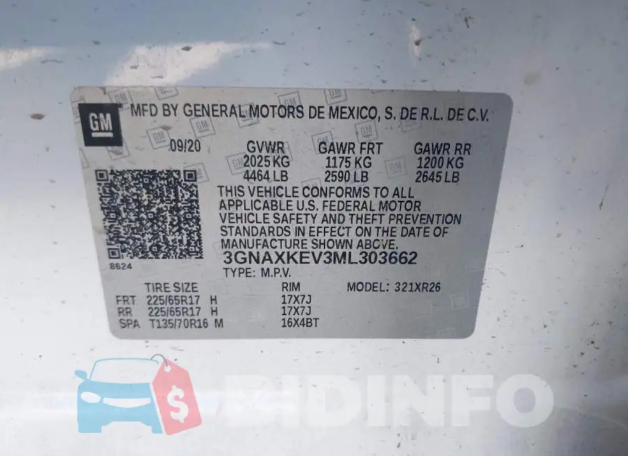 3GNAXKEV3ML303662 Photo# 9