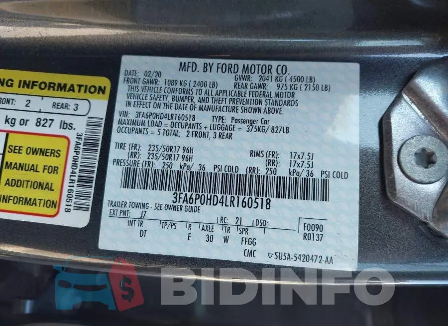 3FA6P0HD4LR160518 Photo# 9