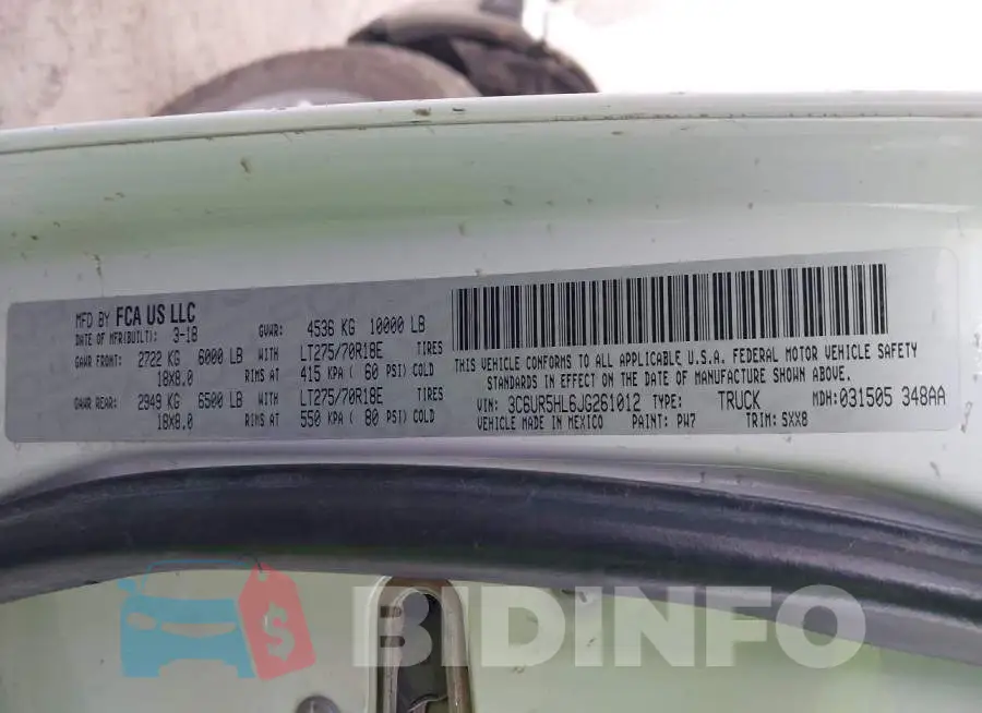 3C6UR5HL6JG261012 Photo# 9