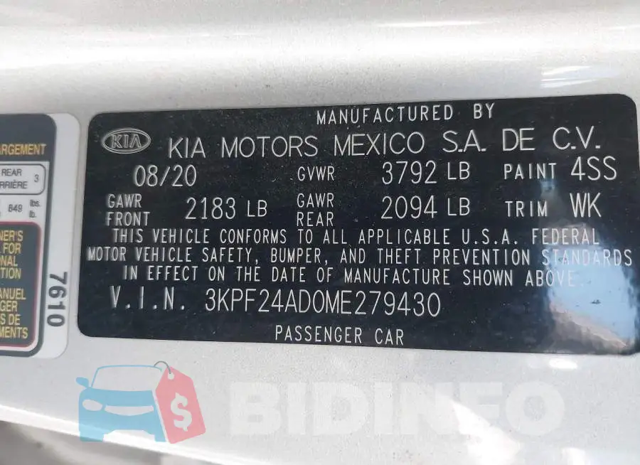 3KPF24AD0ME279430 Photo# 9