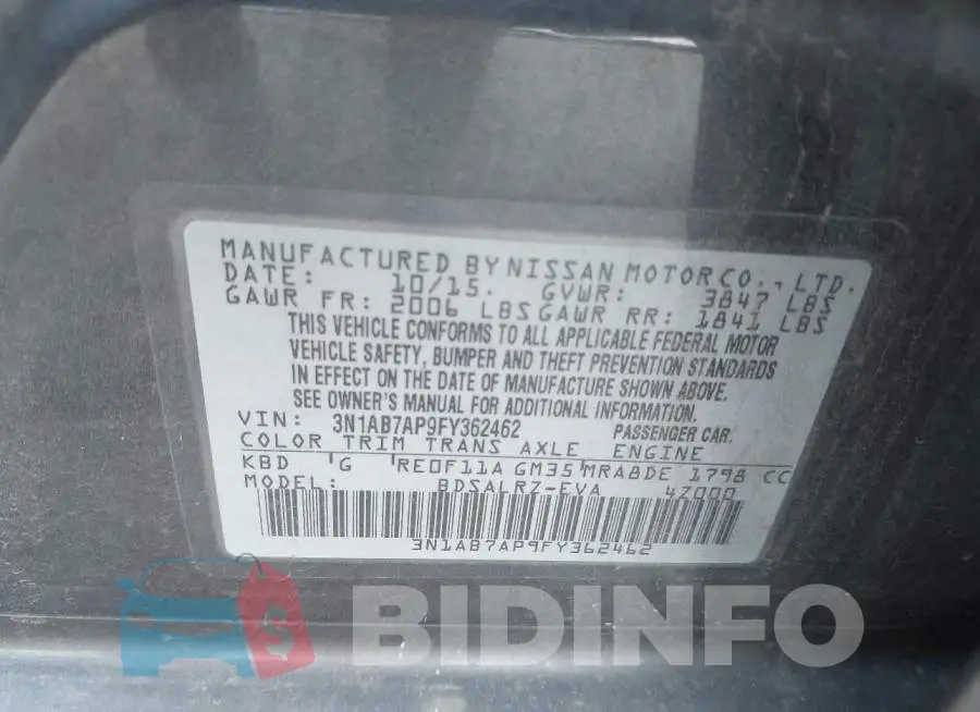 3N1AB7AP9FY362462 Photo# 9