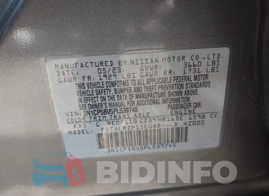 3N1CP5BV5PL539745 Photo# 9