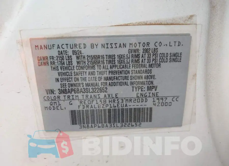 3N8AP6BA3SL322652 Photo# 9